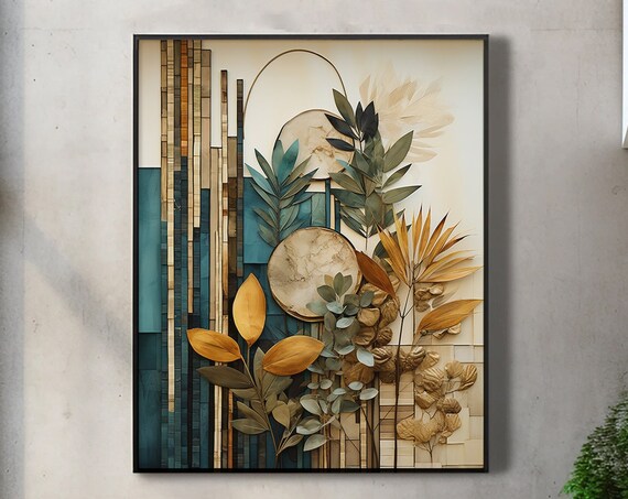 Boho Botanical Print, Earth Tones Wall Art Print