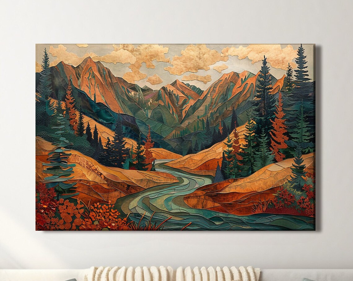 Abstract Landscape Art Print, Bold Earthtones