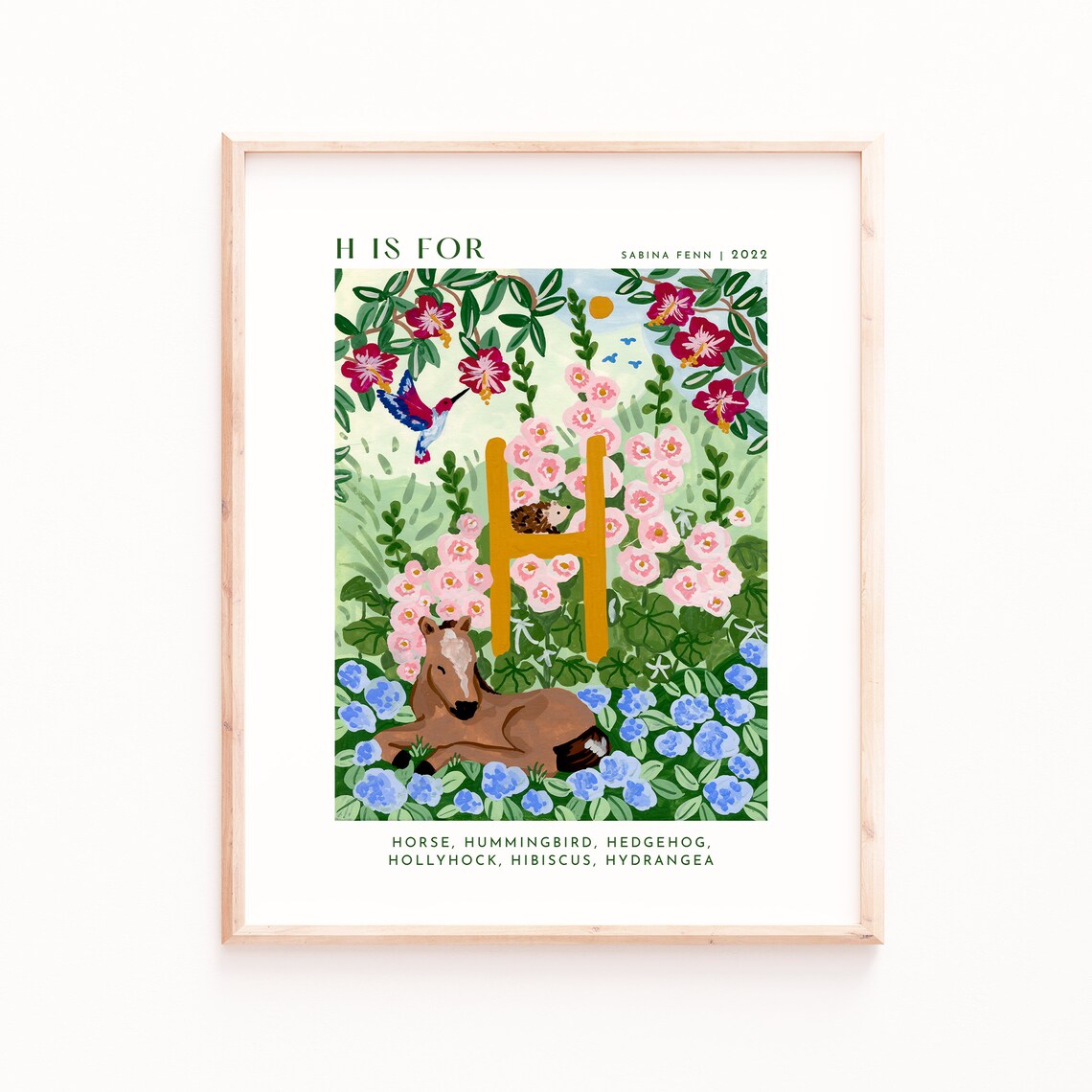 Monogram H Art Print, Alphabet Nursery Decor