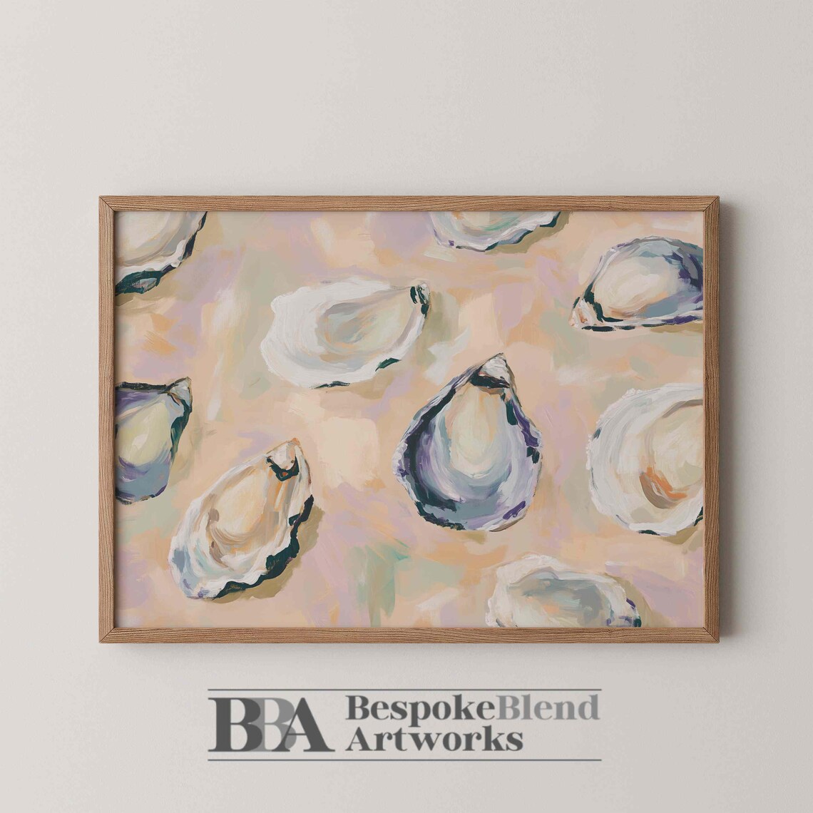 Oyster Shell Coastal Painting Soft Neutral Pastel Art Poster