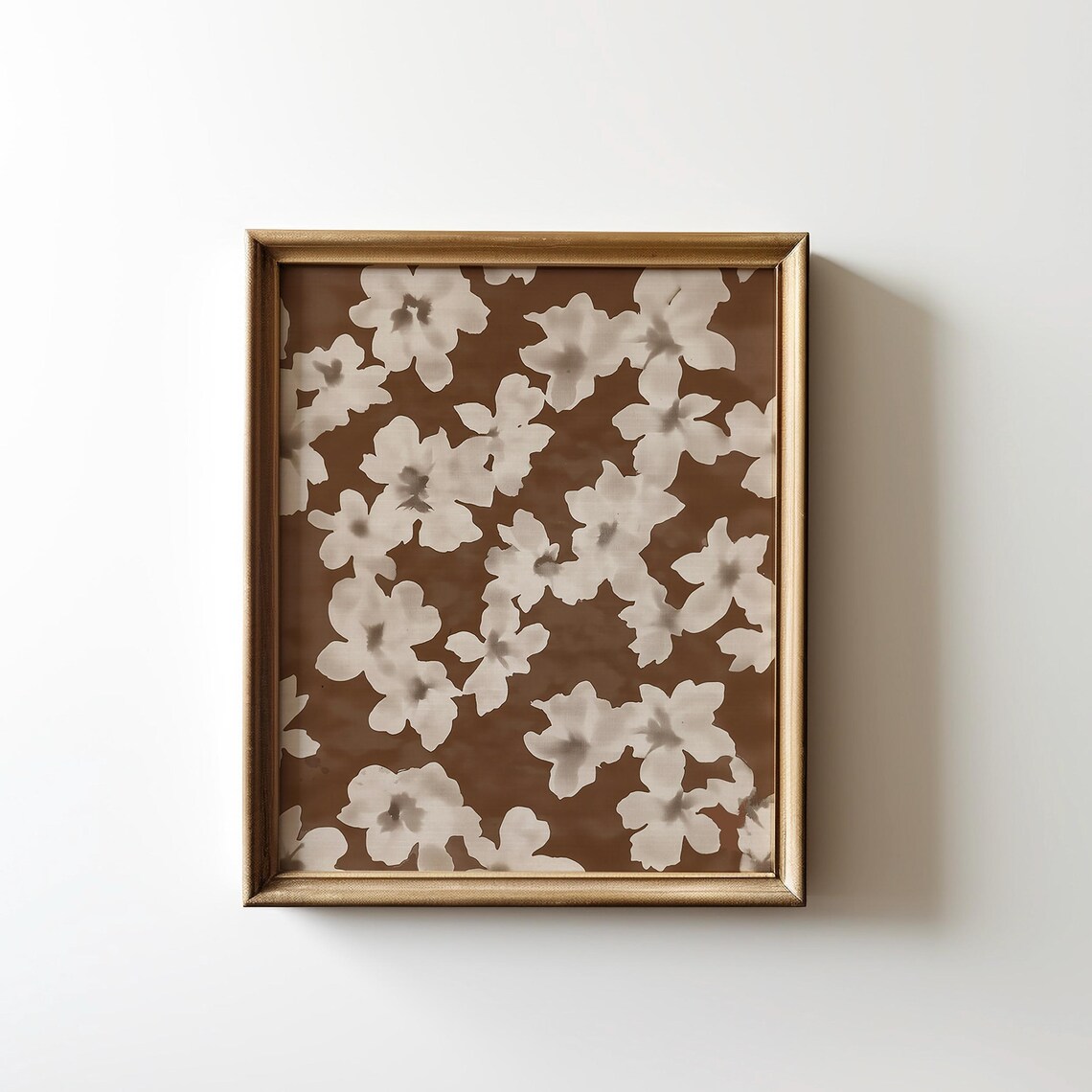 Neutral Abstract Floral Pattern Art Print, Cottage Core