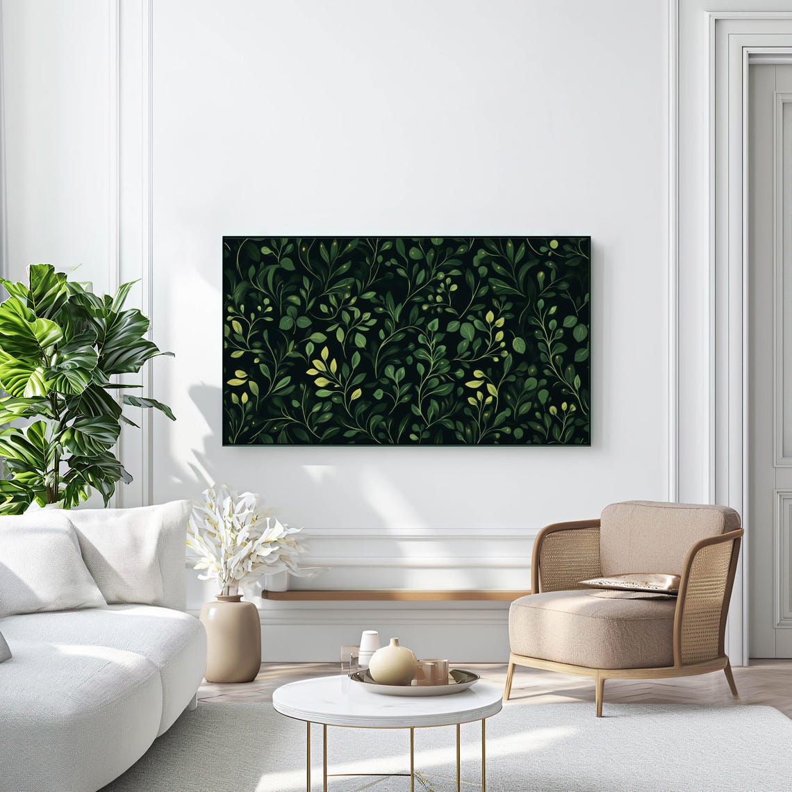 Dark Green Botanical Leaves Pattern Lush Forest Wall Art Poster - Image 2