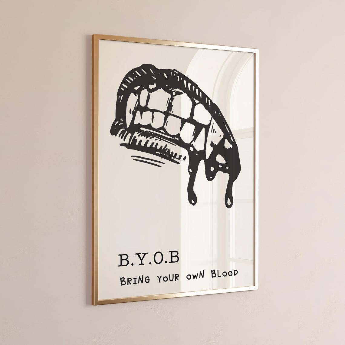 BYOB Bring Your Own Blood Vampire Fangs Gothic Halloween Poster - Image 2