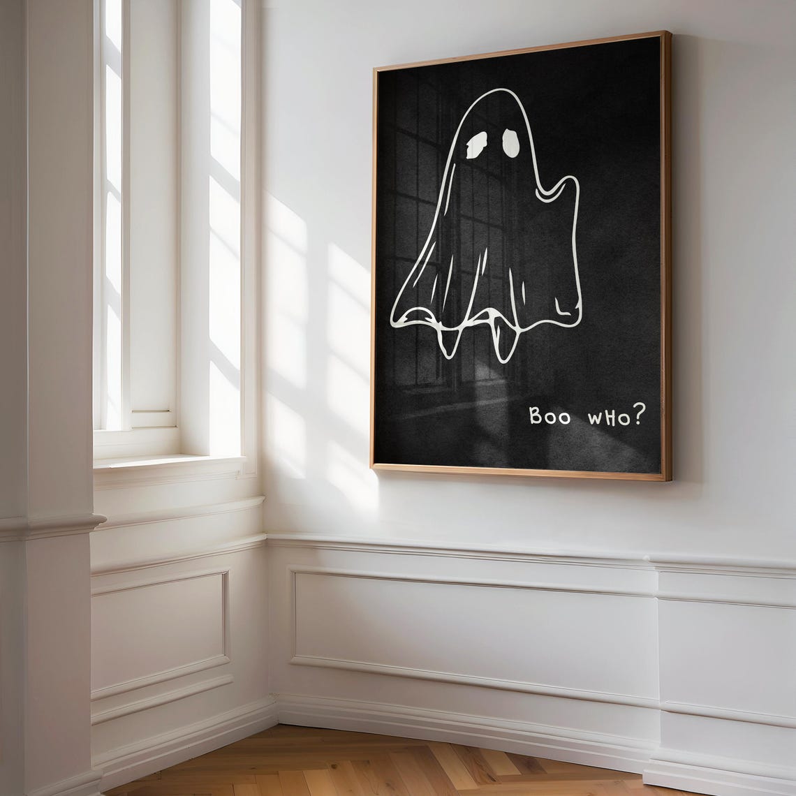 Boo Who Ghost Wall Art Halloween Decor Cute Ghost Print Funny Halloween Spooky Print Minimalist - Image 3