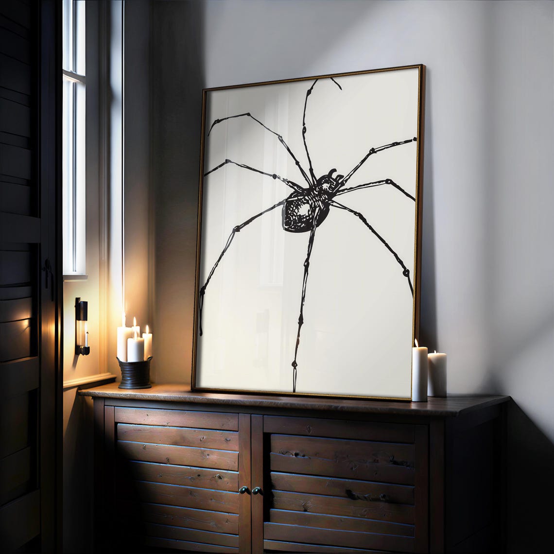 Giant Black Spider Creepy Minimalist Halloween Gothic Wall Poster - Image 2