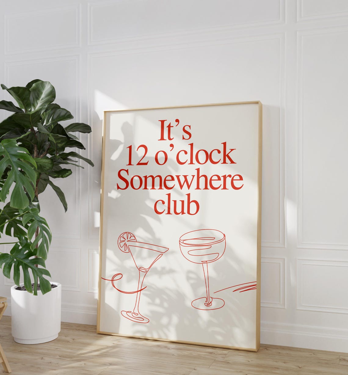 It Is 12 Oclock Somewhere Happy Cocktail Bar Cart Wall Art Poster - Image 2