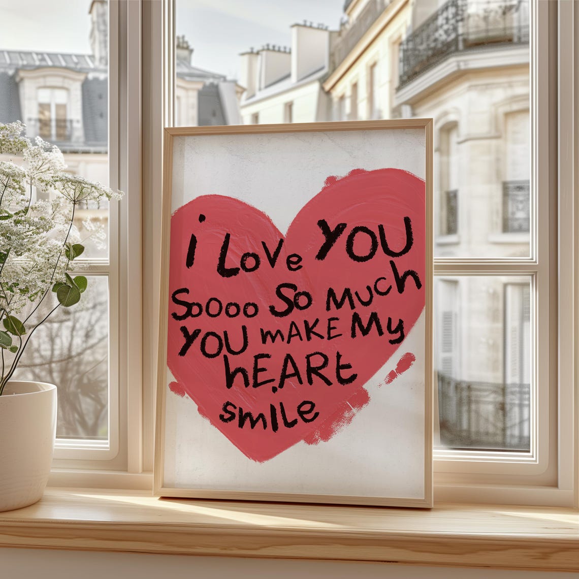 I Love You Soooo So Much Handwritten Red Heart Love Note Poster - Image 3
