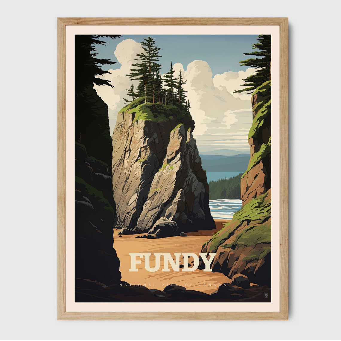 Fundy National Park Canada Sea Stacks Sandy Beach Coast Travel Poster