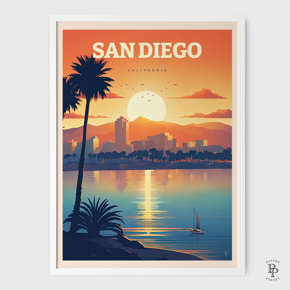San Diego California Travel Poster, Coastal Decor - Image 2