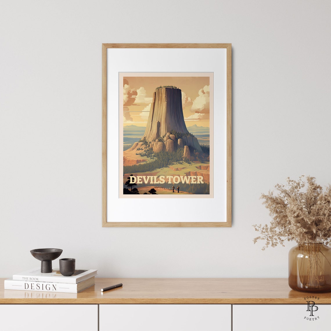 Devils Tower Wyoming Columnar Rock Formation Climbers Travel Poster - Image 3