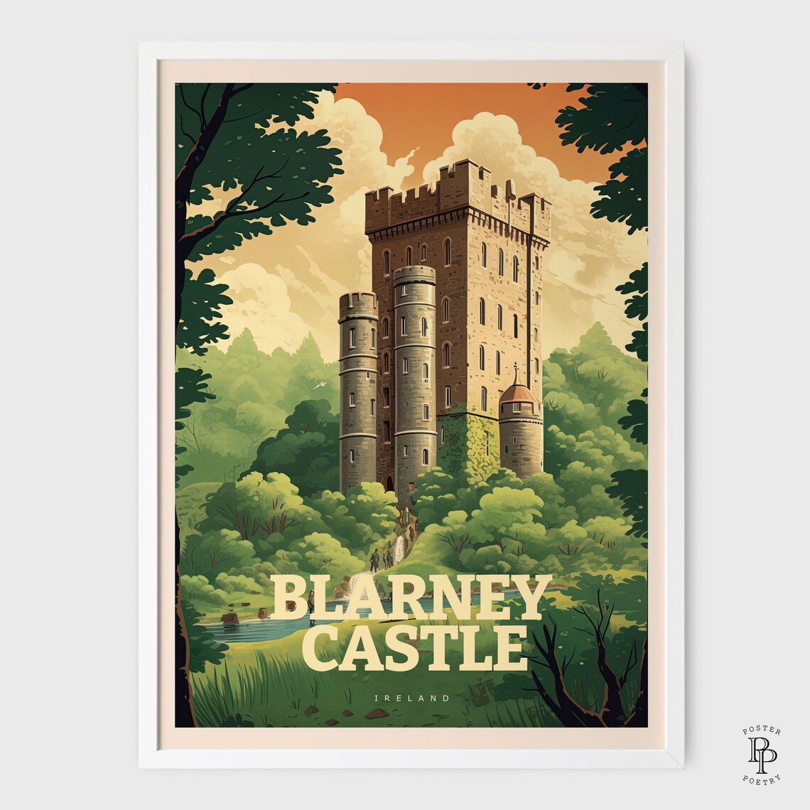 Blarney Castle Ireland Medieval Tower Forest Vintage Travel Poster - Image 2