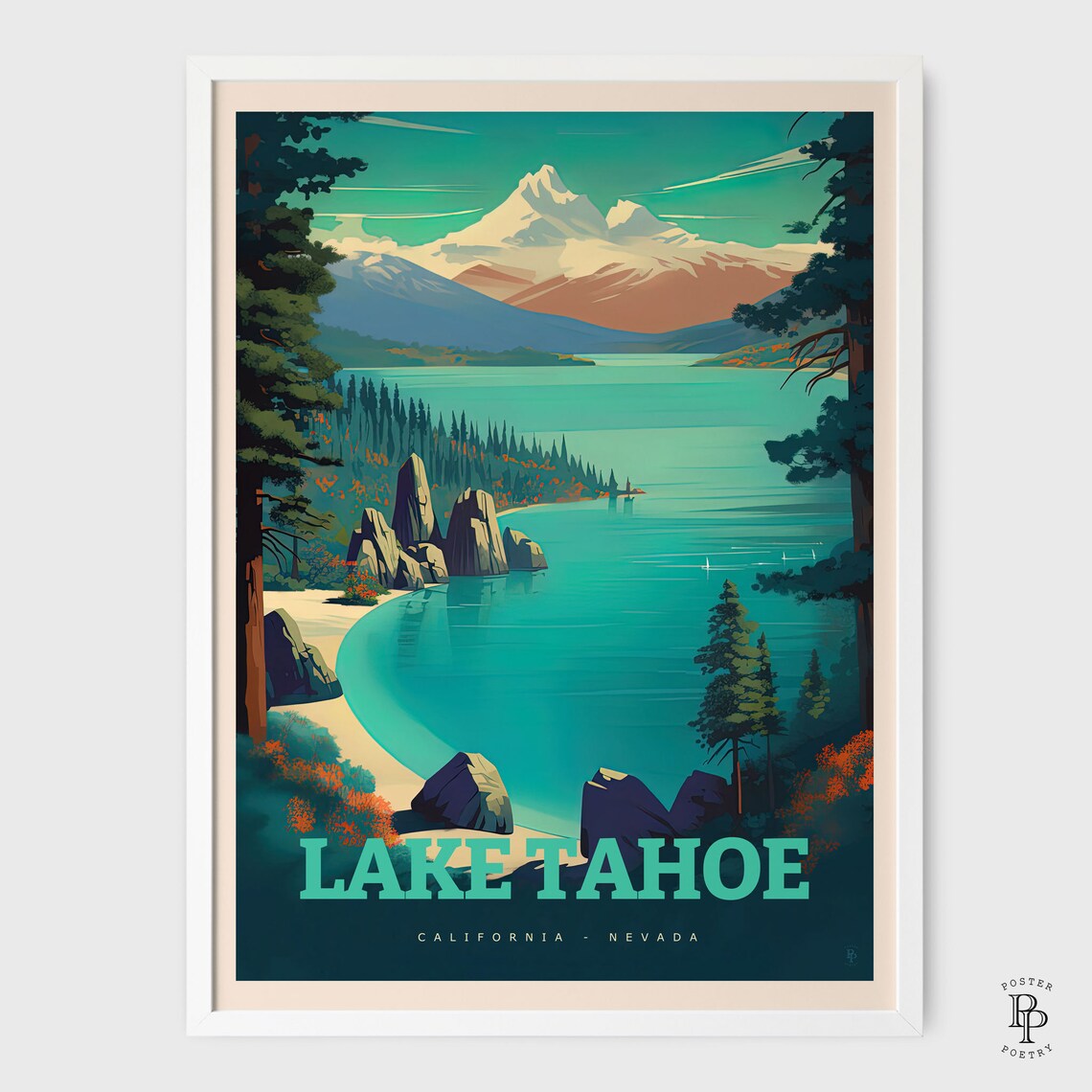 Lake Tahoe Travel Poster, Lake and Mountain View - Image 2