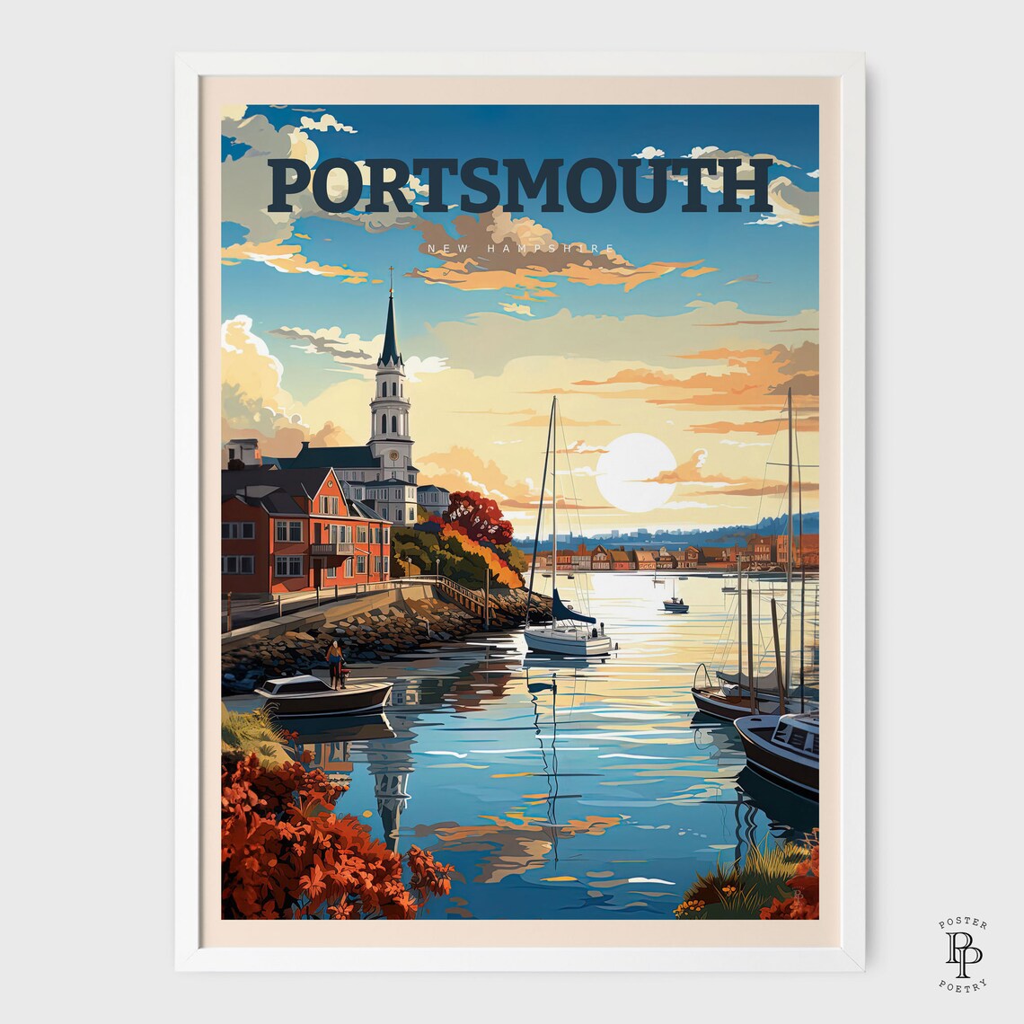 Portsmouth Rustic Coastal Travel Poster, New Hampshire - Image 2