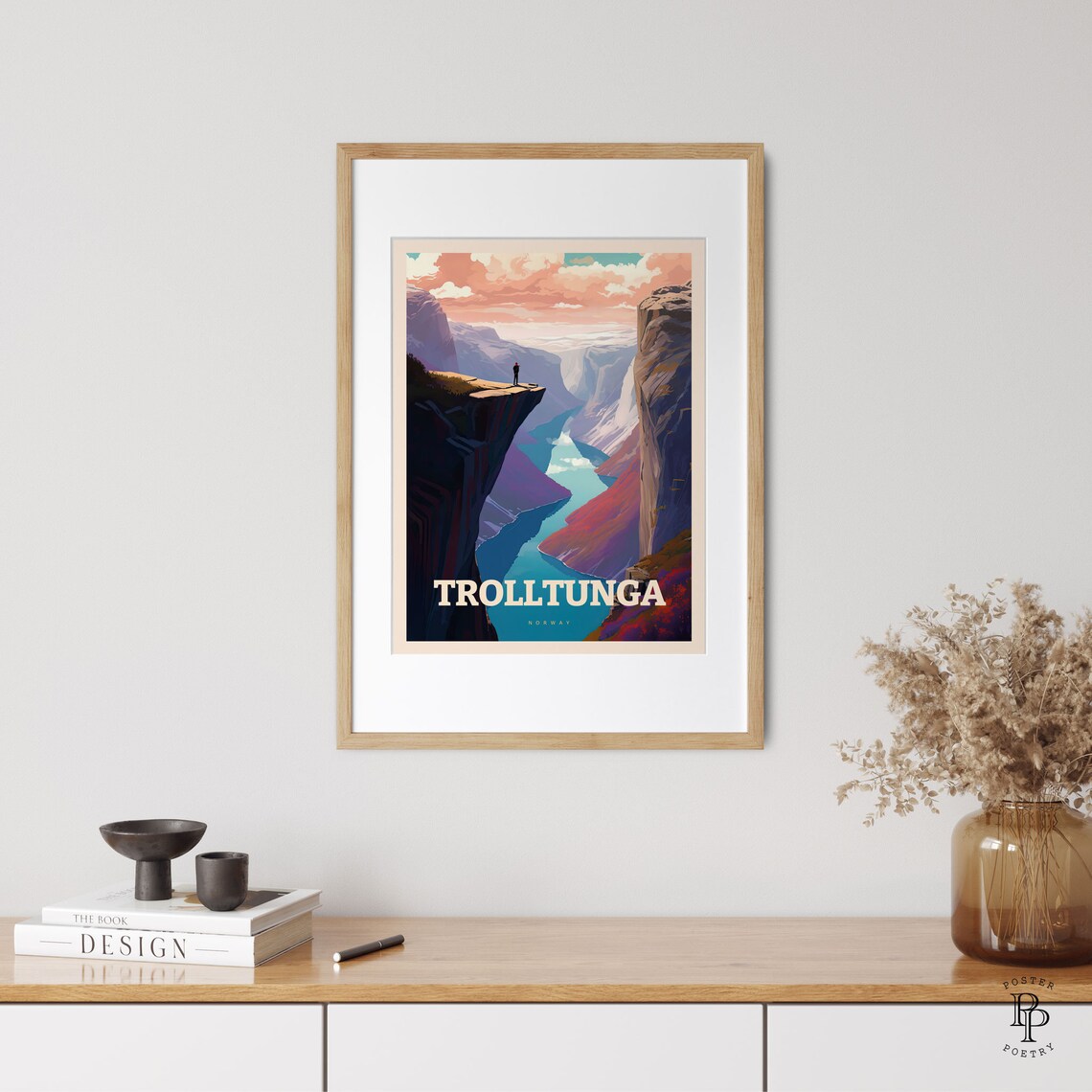 Trolltunga Norway Traditional Travel Poster Print - Image 3