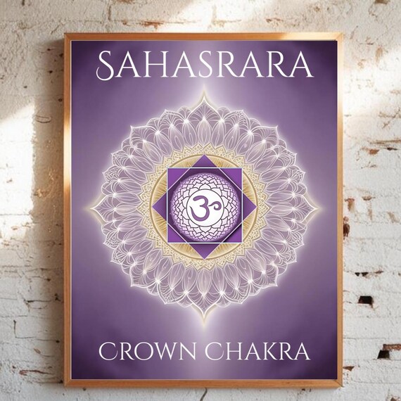 Crown Chakra Sahasrara Purple Mandala Spiritual Meditation Poster