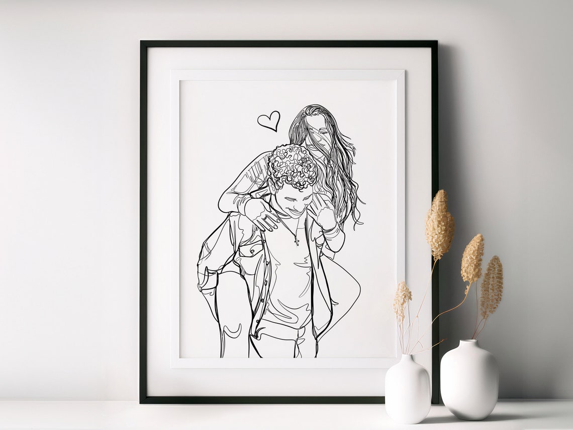 Custom Family Line Art Portrait Personalized Gift For Family Custom Line Drawing From Photo Gift For Him