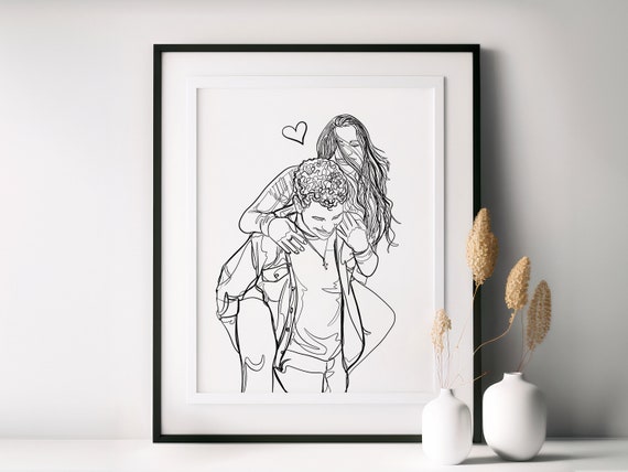 Custom Family Line Art Portrait Personalized Gift For Family Custom Line Drawing From Photo Gift For Him