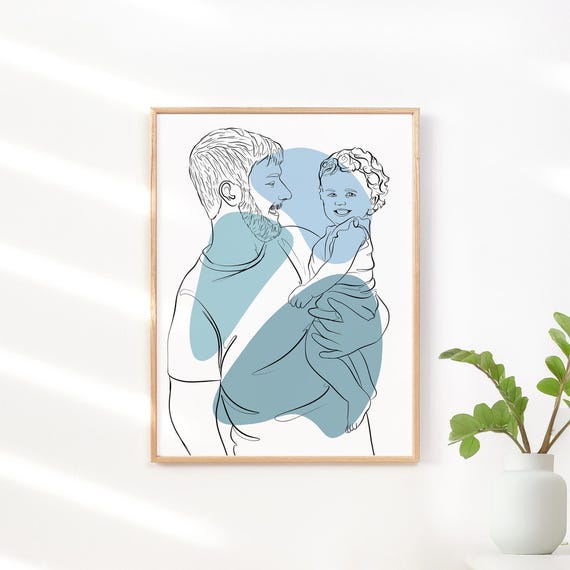 Custom Family Line Drawing Portrait, Christmas Gift Art Print