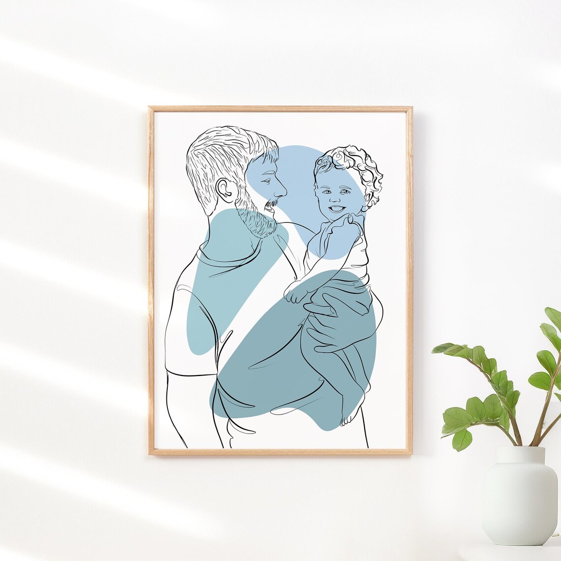 Custom Family Line Drawing Portrait, Christmas Gift Art Print