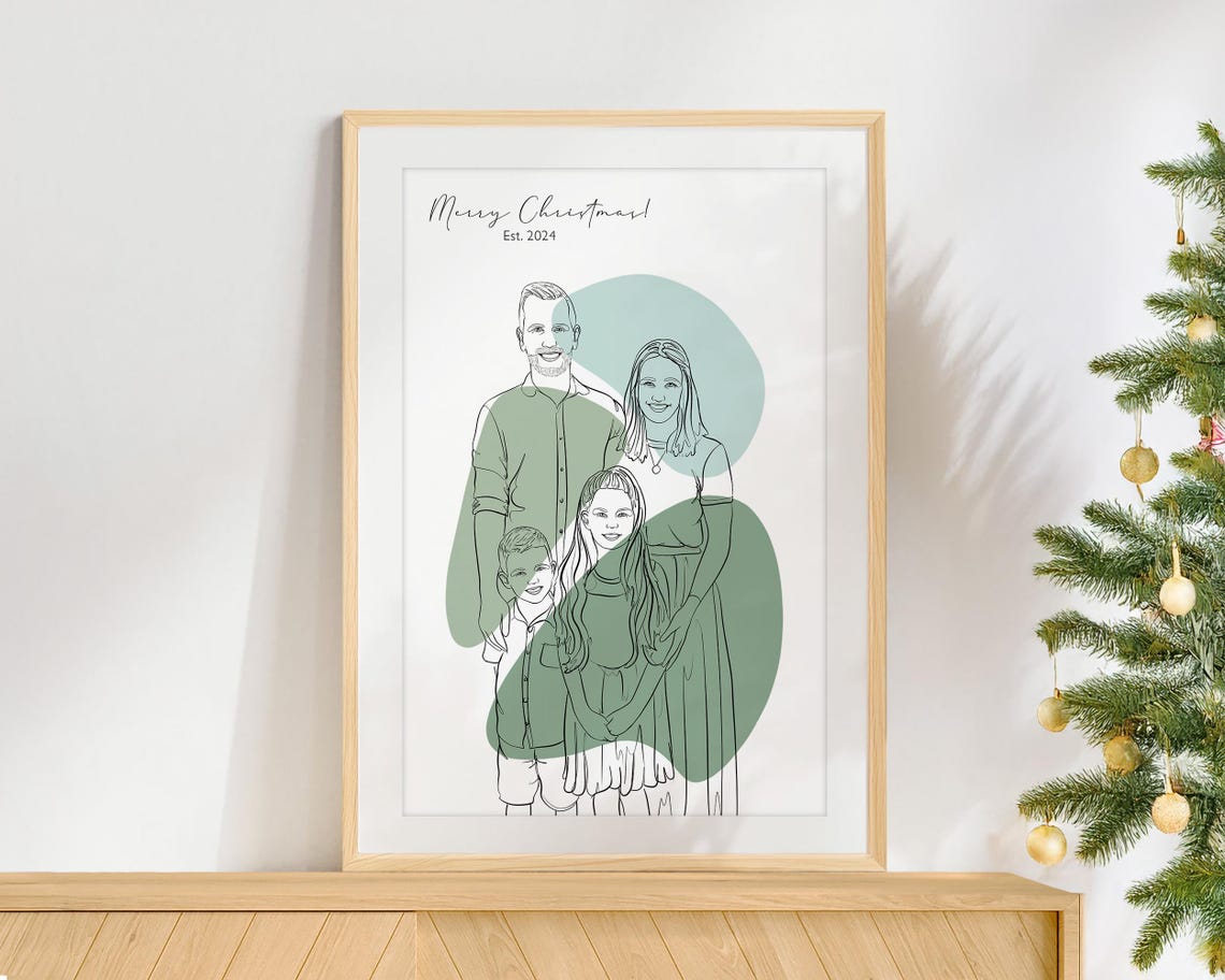 Custom Couple Hugging Line Art Portrait Anniversary Gift Poster - Image 3