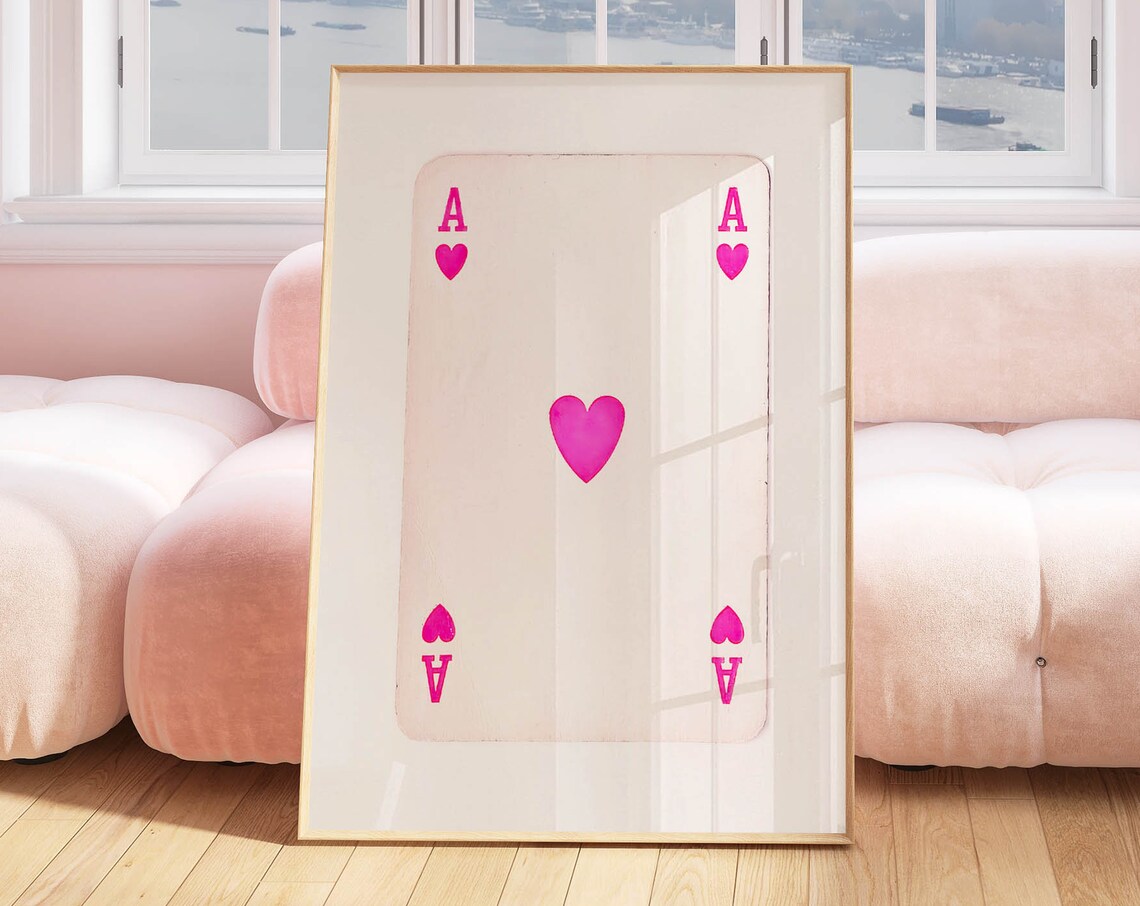 Ace Of Hearts Retro Poster Print, Preppy Decor