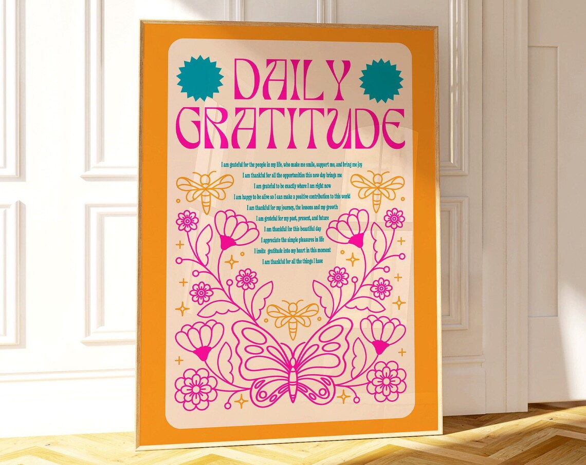 Daily Positive Affirmation Retro Teen Girl Room Art Print