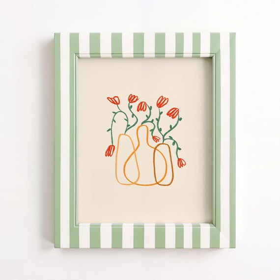Colorful Flower Print, Minimalist Floral Bouquet