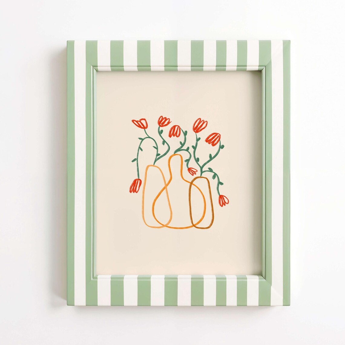 Colorful Flower Print, Minimalist Floral Bouquet