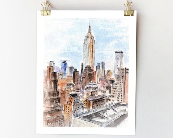New York Cityscape Watercolor Art Print