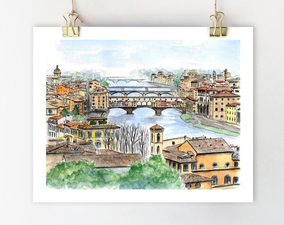 Ponte Vecchio River Arno Travel Poster