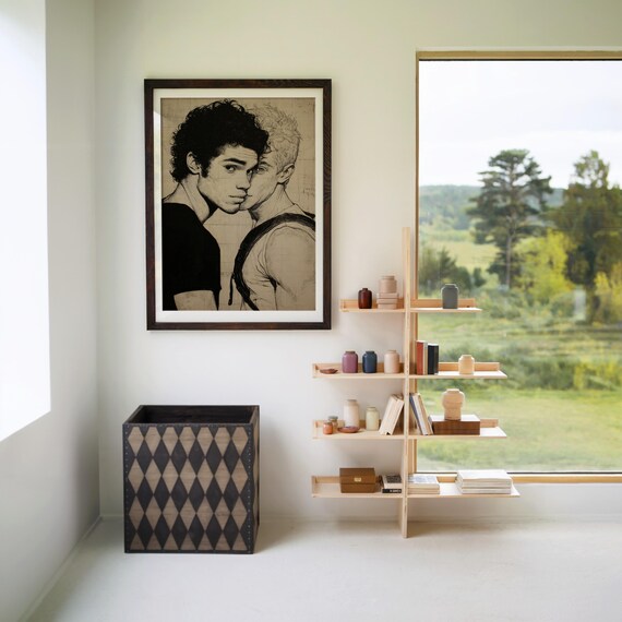 Two Young Men Intimate Portrait Sketch Contemporary Figurative Art Print