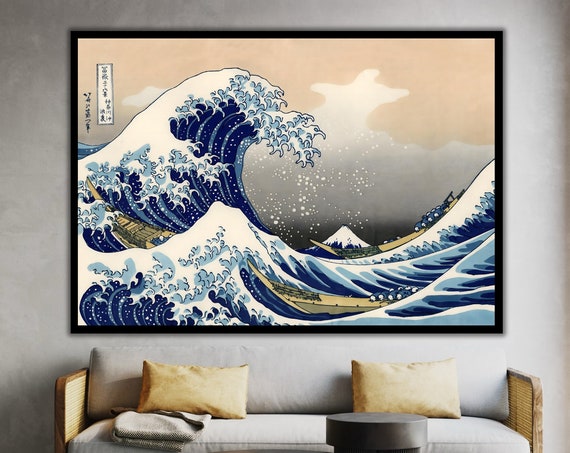 The Great Wave Off Kanagawa Hokusai Print Ukiyoe Japanese Art Woodblock Reproduction Ready To Hang Classic Art Gift