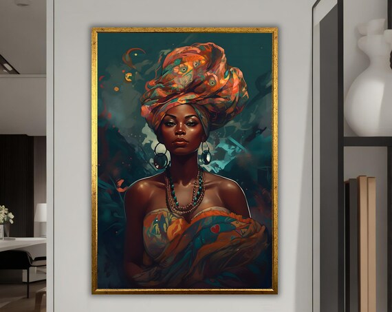 African Woman Ethnic Artistic Print Ready To Hang Wall Decor Framed African Artwork Unique Gift