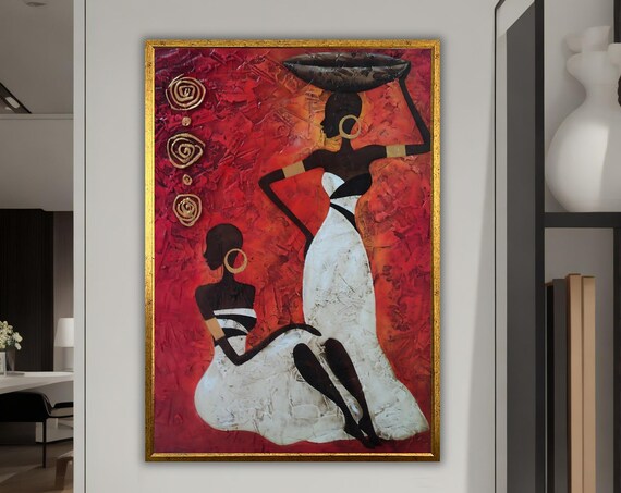 African Woman Print Ethnic Wall Decor Ready To Hang Artwork Home Decoration Unique Gift