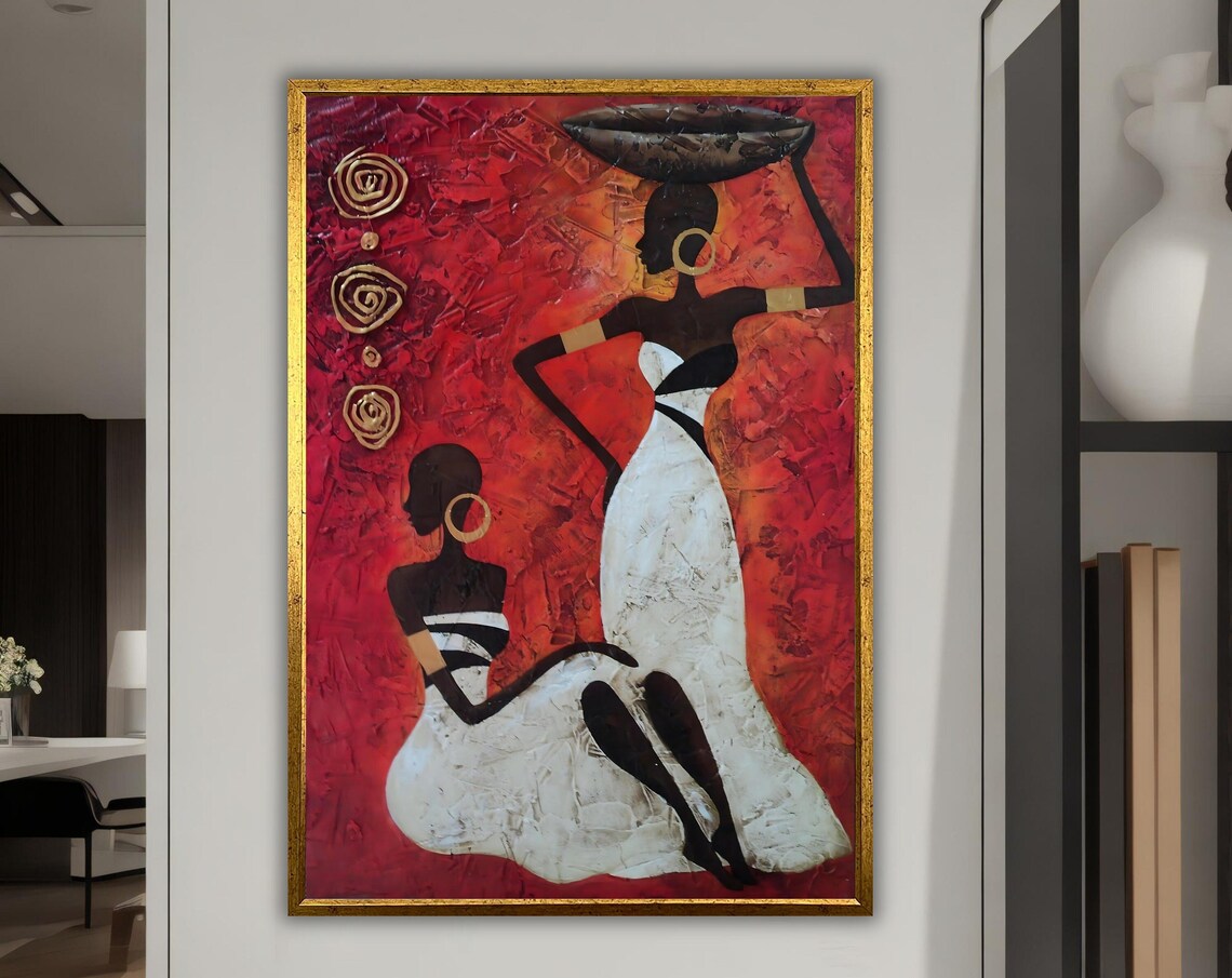 African Woman Print Ethnic Wall Decor Ready To Hang Artwork Home Decoration Unique Gift