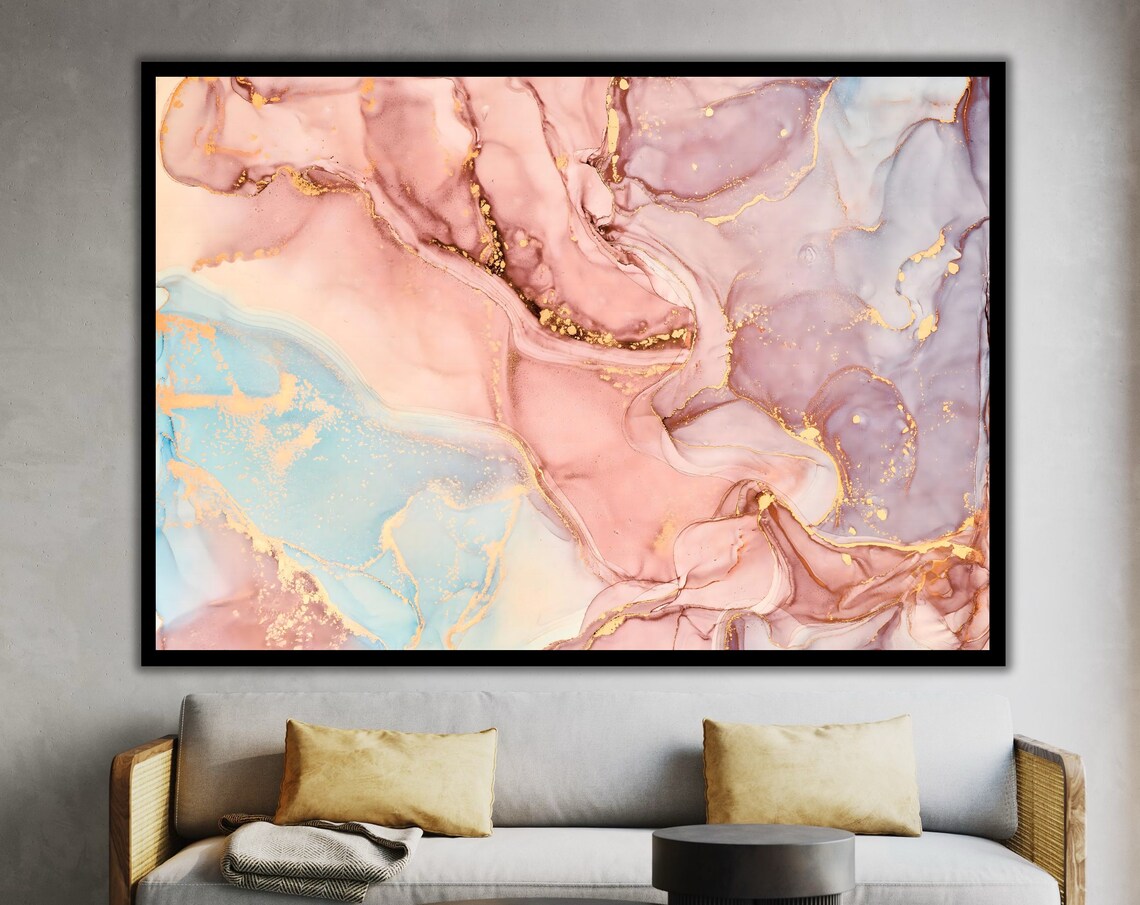 Pink Gold Marble Abstract Art Print