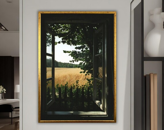 Faux Window Wall Art Sunshine Nature View Print Framed Ready To Hang Gift For Home Decoration