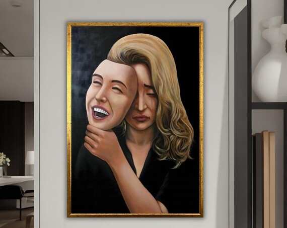 Surreal Painting Surreal Wall Art Ready To Hang Home Decor Framed Artwork Gift Living Room Decor