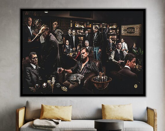 Classic Movie Gangster Legends Bar Scene Vintage Crime Film Wall Poster