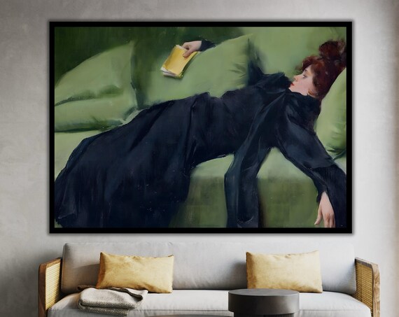 After The Dance Print Moody Portrait Of Woman In Emerald Elegant Wall Art For Sophisticated Decor Large Wall Decor Home Gift