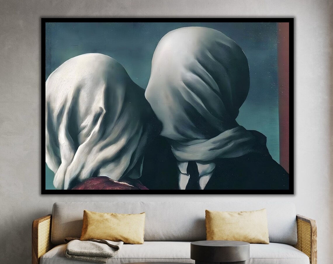 Rene Magritte The Lovers Surrealist Veiled Couple Embrace Art Print