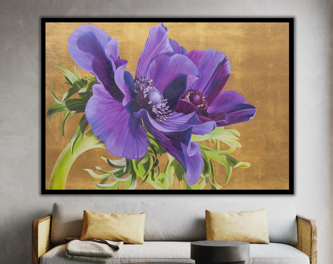 Purple Violet Print Vibrant Exotic Floral Wall Art Purple Violet Art Majestic Living Room Painting Perfect Art Lover Gift