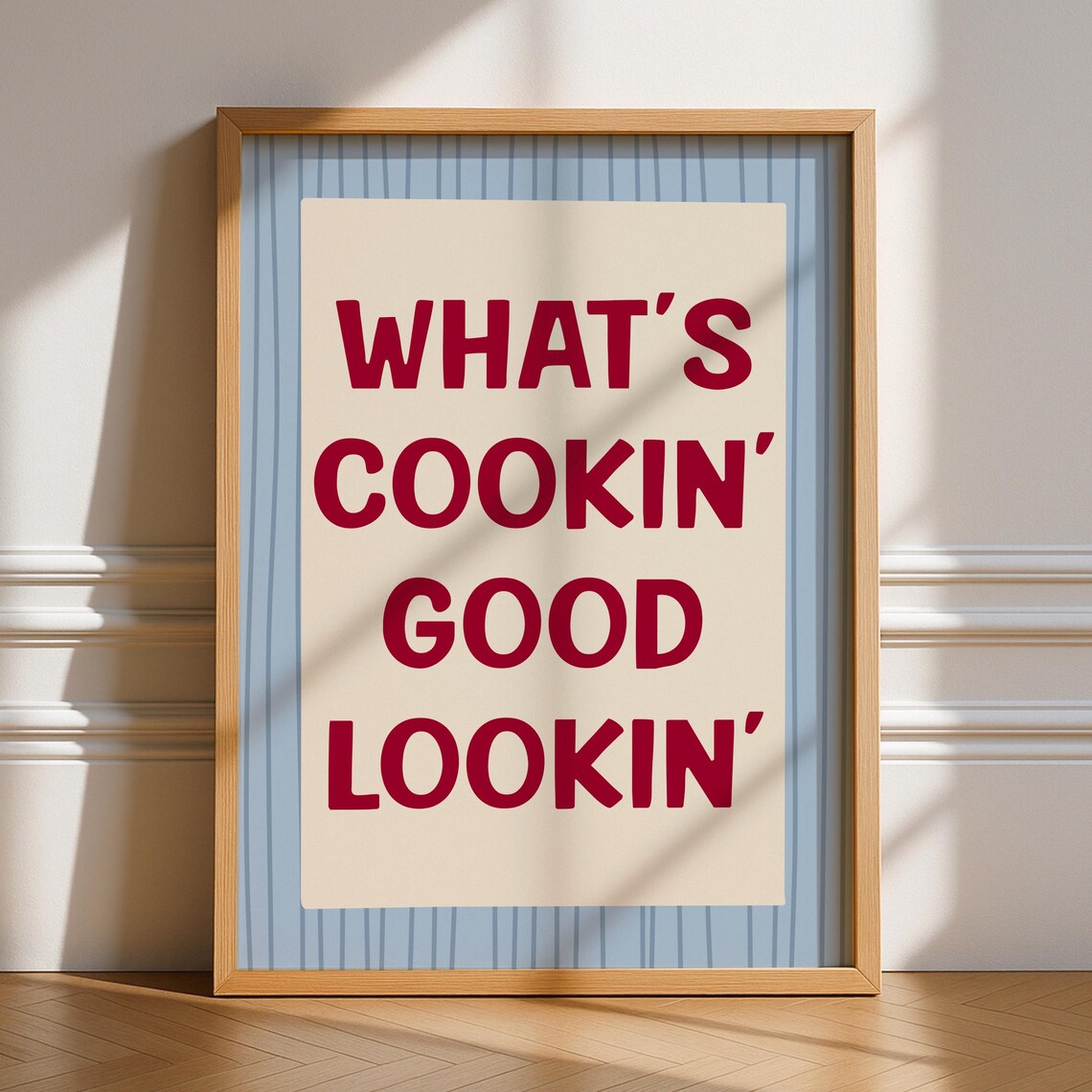 Whats Cooking Good Looking Art Print, Funky Kitchen Decor