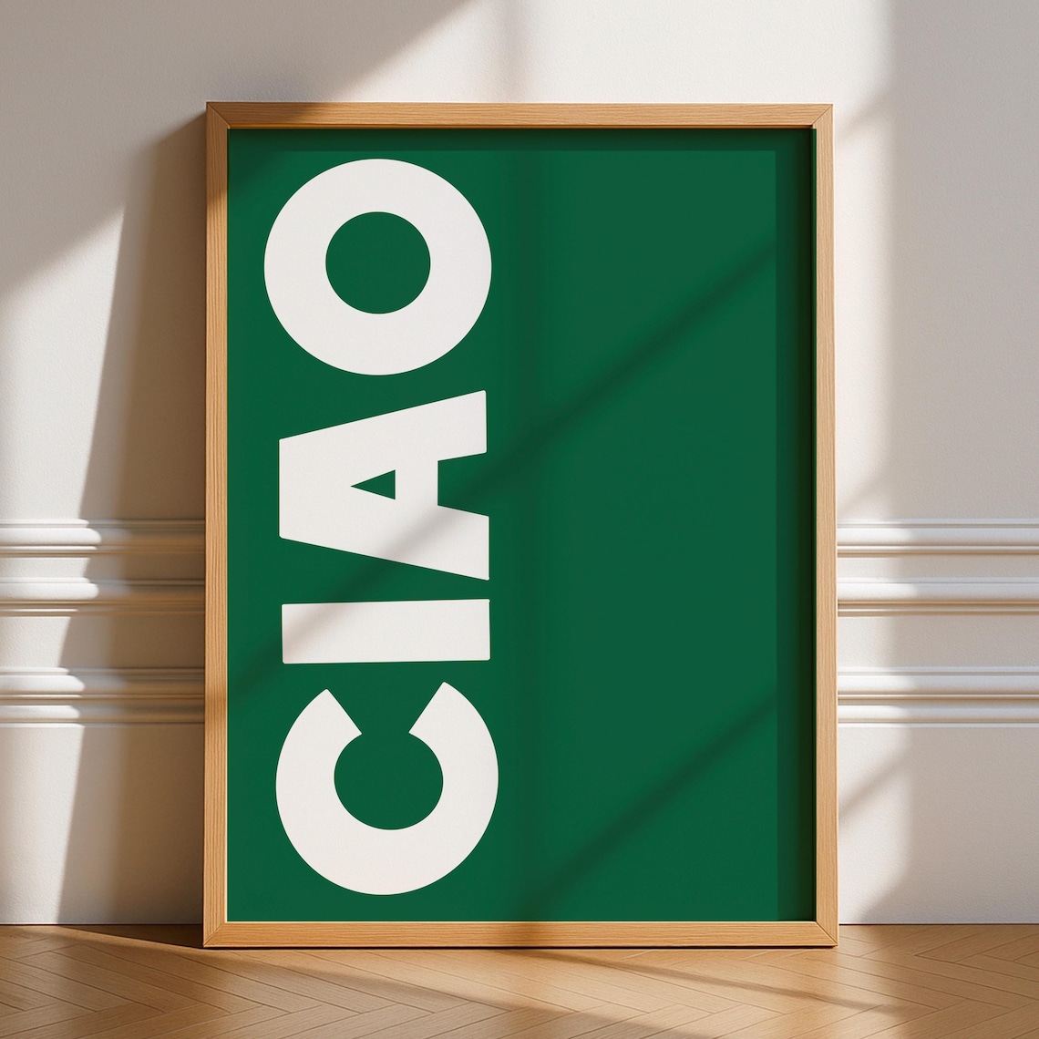 Ciao Italian Green Vertical Typography Minimalist Art Poster