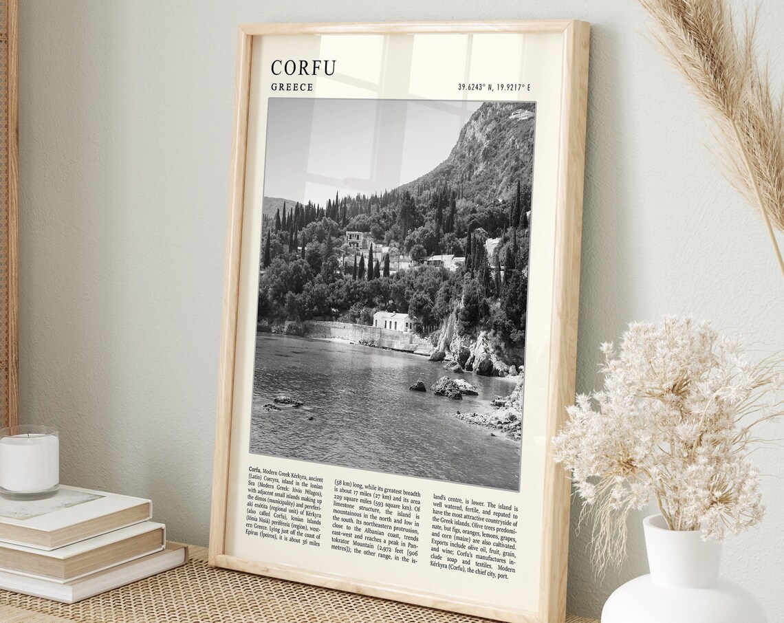 Corfu Vintage Travel Poster, Greece Travel Art Print