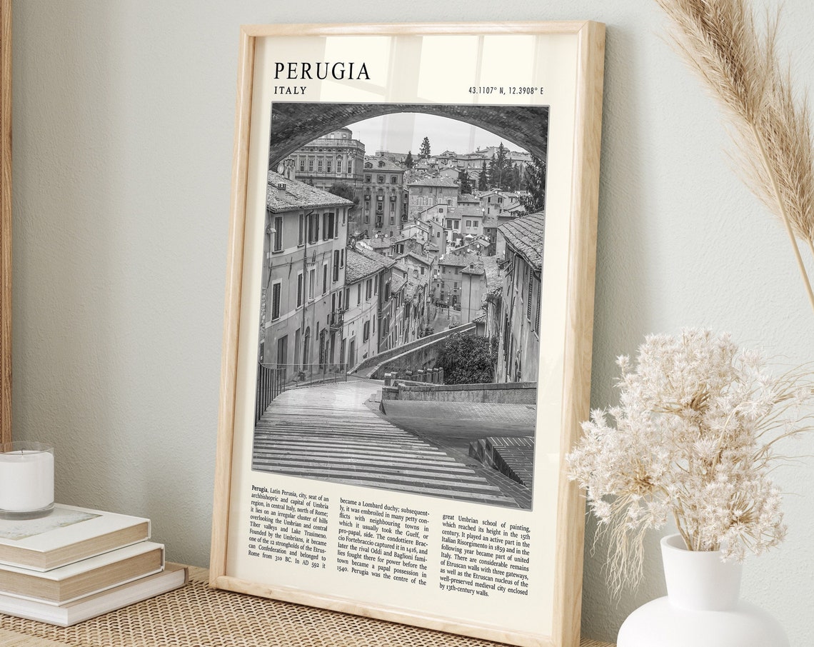 Perugia Travel Poster Perugia Travel Print Italy Travel Poster Vintage Travel Art Black And White Travel Print Travel Gift A1a2a3a4