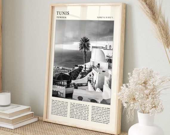 Tunis Travel Poster Tunis Travel Print Tunisia Travel Poster Vintage Travel Art Black And White Travel Print Travel Gift A1a2a3a4