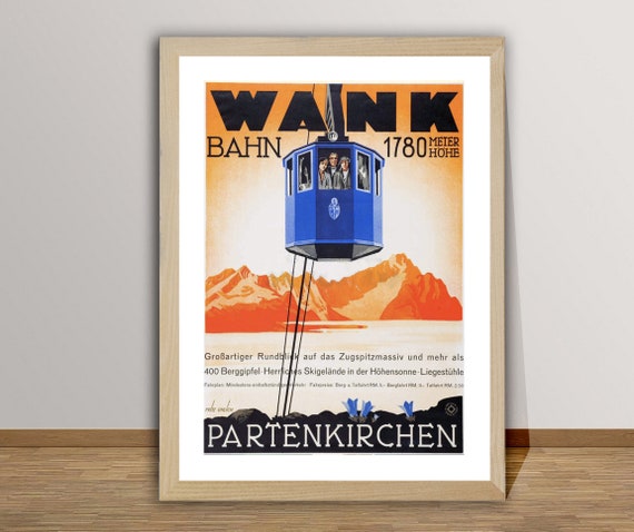 Wank Bahn Partenkirchen Deutschland Vintage Travel Poster Poster Paper Or Print Gift Idea Wall Decor