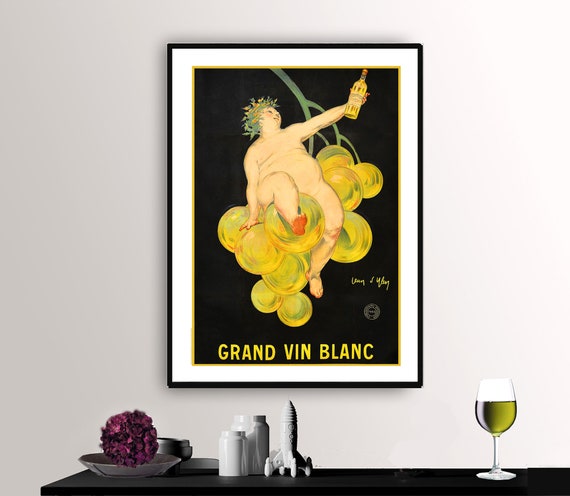 Grand Vin Blanc Vintage Fooddrink Poster Poster Print Or Print Gift Idea Wall Decor