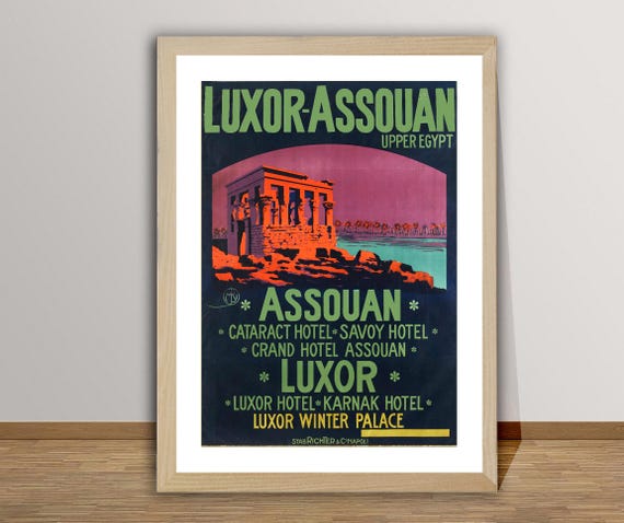 Luxor Assouan Upper Egypt Vintage Travel Poster Retro Luxor Assouan Poster Gift Idea Wall Decor